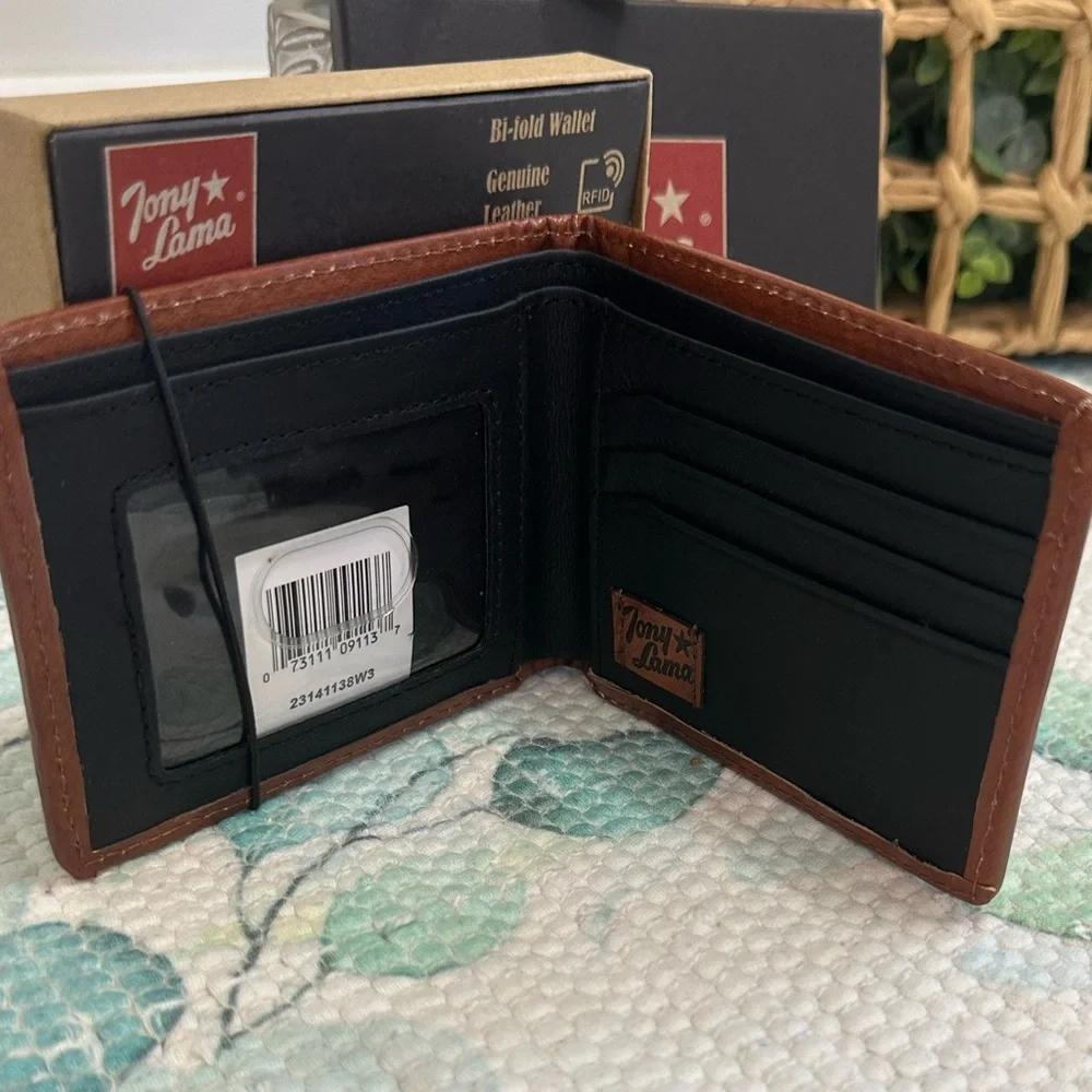Tony Lama Black and Brown Leather Wallet